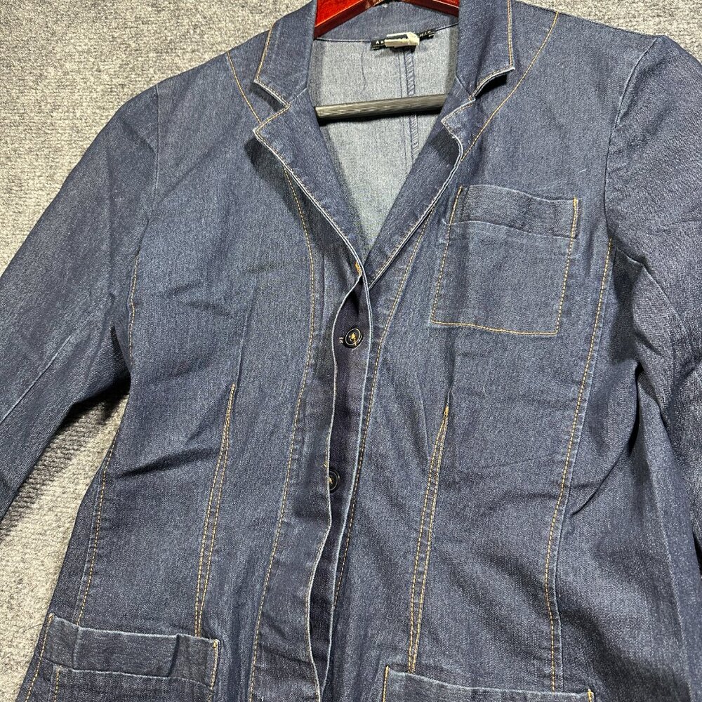 Vintage Anthropologie Jean Jacket Womens XS Blue Cotton Stretch Denim Pockets - Picture 5 of 11